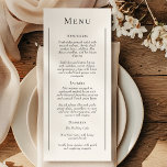 Menu Simples Mínimo de Casamento Simples<br><div class="desc">Este simples design de cardápio simples e mínimo de casamento é um eterno de fusão de encanto clássico e simplicidade contemporânea. Com foco no estilo minimalista, esse design apresenta linhas limpas, tons neutros e uma sofisticada paleta branca e preta, garantindo que cada detalhe exude uma simplicidade refinada. Quer você esteja...</div>