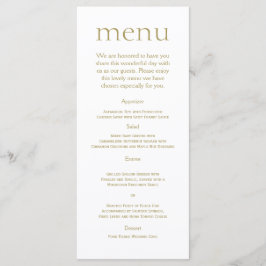 Menu Simples Moderno Dourado Casamento Metálico