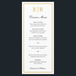 Menu Simples Monograma de Ouro Elegante Casamento Forma<br><div class="desc">Menu de casamento elegante com o seu monograma e uma borda em ouro falso. Os cabeçalhos e os seus nomes estão em caligrafia. Estes menus de casamento simples e clássicos são ótimos para um casamento formal.</div>