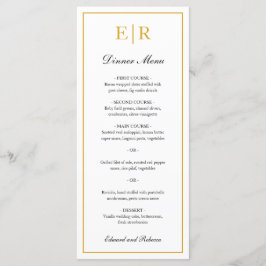 Menu Simples Monograma de Ouro Elegante Casamento Forma