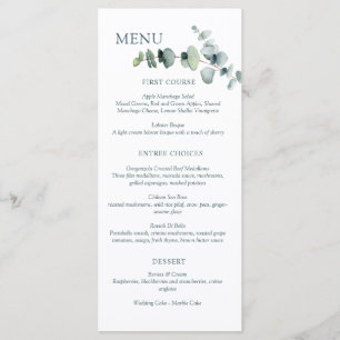 Menu Simples Ramos de Eucalipto Modernos Minimalistas
