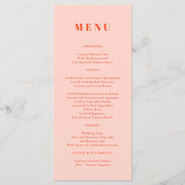 Menu Simples Rosa Laranja (Frente)