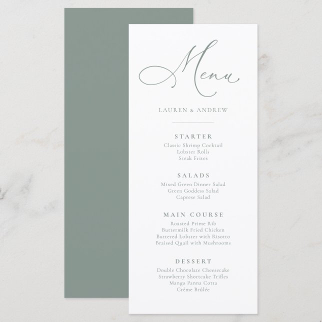 Menu Simples Simples Minimalista Verde Sage 1 (Frente/Verso)