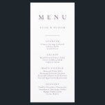 Menu Simples Simples Mínimo Elegante Roxo<br><div class="desc">Elegante e moderno, boho, menu minimalista de Plum Purple. Menu totalmente personalizável para o seu casamento ou evento.</div>