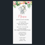 Menu Sinal de Chá de fraldas de Elefante Tropical Girl<br><div class="desc">Sinal de Chá de fraldas de Elefante Tropical Girl</div>