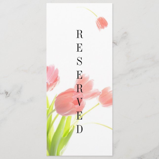 Menu Sinal de Reserva de Tulipas Rosa Suave Elegante (Frente)