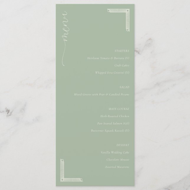 Menu Sofisticado Cardápio de Casamento Minimalista em V (Frente)
