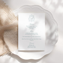 Menu Sofisticado Casamento Azul Poeirento em Letra de F