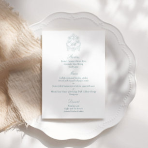 Menu Sofisticado Casamento Azul Poeirento em Letra de F