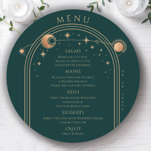 Menu Sol Dourado místico Sol Lua Estende Casamento Espa