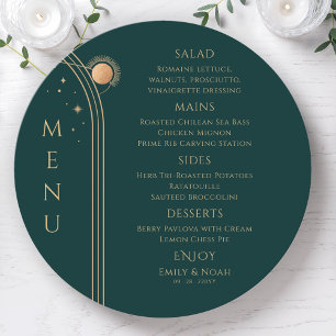 Menu Sol Dourado místico Sol Lua Estende Casamento Espa