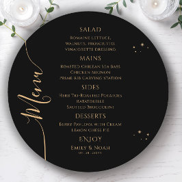 Menu Sol Dourado Místico Sol Lua Negro Stars Casamento 