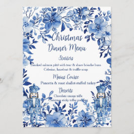 Menu Soldados Florais Brancos Chinoiserie Azul