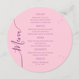 Menu Solo Rosa Celestial Púrpura Sol Lua Estende Casame