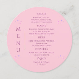 Menu Solo Rosa Celestial Púrpura Sol Lua Estrelas Casam