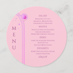 Menu Solo Rosa Celestial Púrpura Sol Lua Estrelas Casam