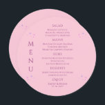 Menu Solo Rosa Celestial Púrpura Sol Lua Estrelas Casam<br><div class="desc">Celestial Rosa Púrpura Sol Lua Parecida Espacial Cartões Cartões de Menu de Casamento Possui estrelas simples rosa e roxas sobre um fundo cor-de-rosa com detalhes de menu no centro em um moderno roteiro de caligrafia rosa. Personalize editando o texto nas caixas de texto fornecidas. Elaborado por ©2022 Evco Studio www.zazzle.com/store/evcostudio...</div>