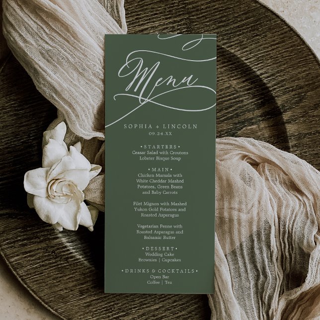 Menu SOPHIA Rustic Woodland Olive Weding Green (SOPHIA Rustic Woodland Olive Green Wedding Menu)