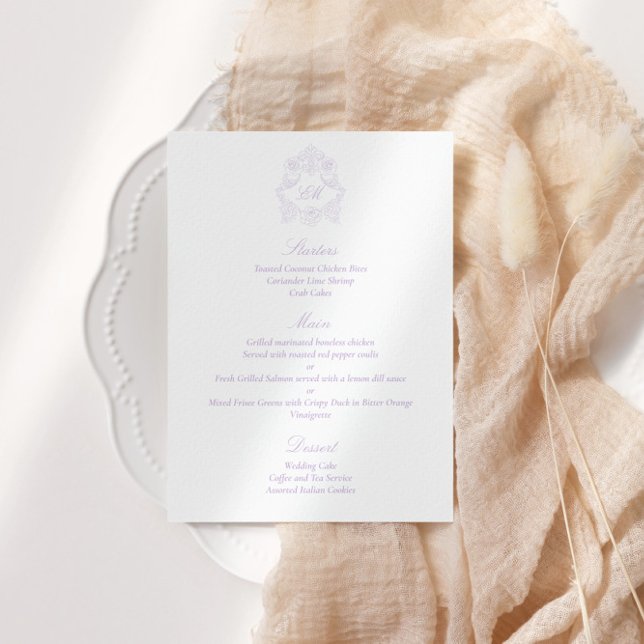 Menu Sophisticated Victorian Classic Script Violet (Criador carregado)
