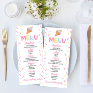 Menu Sorvete Cone Sprinkles Comida doce Festa de aniver