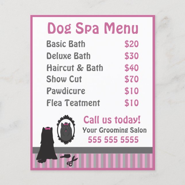 Menu Spa de Agrupamento de Cachorros Rosa-Cons (Frente)