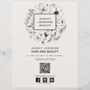 Menu Spa do Código QR Moderno Blush Black 3 Servic