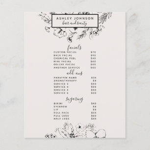 Menu Spa Moderno de Serviços Pretos 3 Blush Botâ