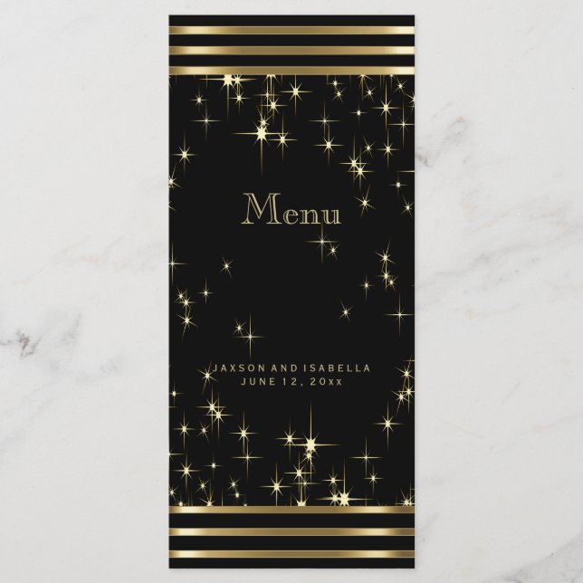 Menu Starlight preto e Dourado com Bares (Frente)