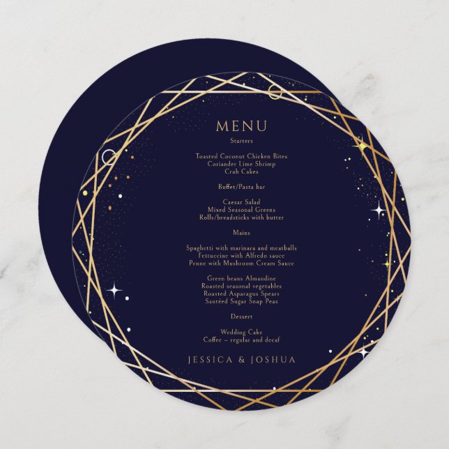 Menu Starry Night Celestial Casamento Cósmico Ronda (Frente/Verso)