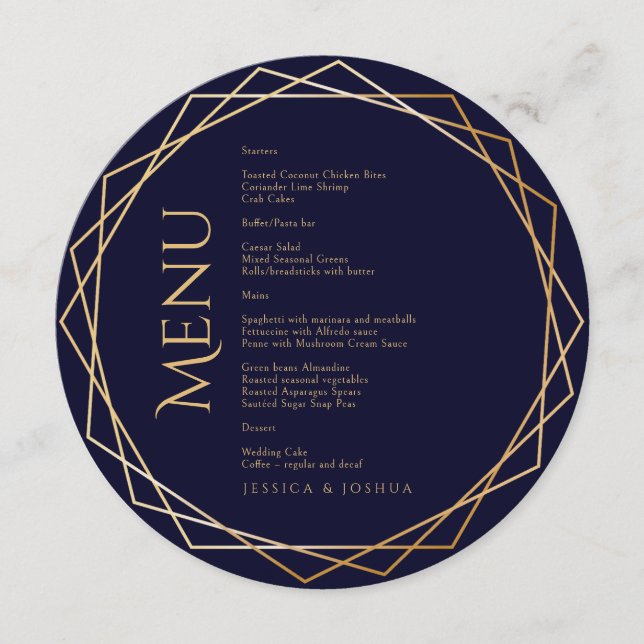 Menu Starry Night Celestial Casamento Cósmico Ronda (Frente)