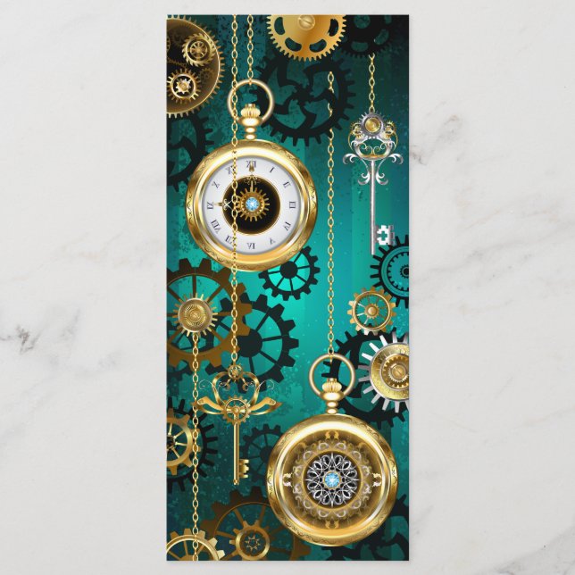 Menu Steampunk Jewelry Watch em um fundo verde (Frente)