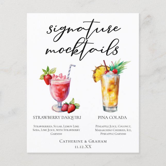 Menu Strawberry Daiquiri Piña Colada Mocktails (Frente)