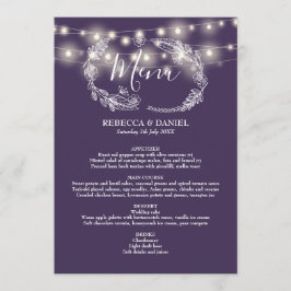 Menu String Luzes Purple Floral Casamento