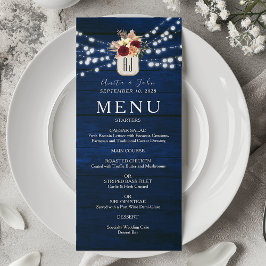Menu String Luzes Rustic Marinho Blue Weding