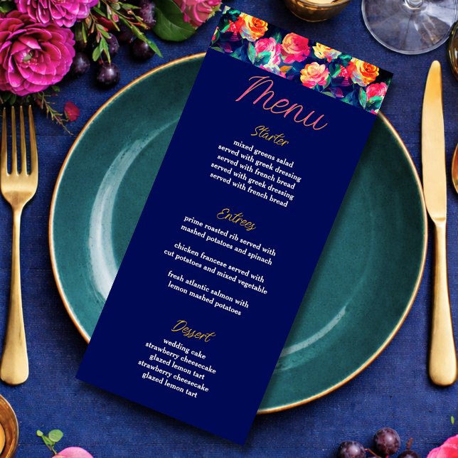 Menu Stylish Colorful flowers wedding  (Criador carregado)