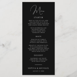 Menu Stylish Modern Script Black And White Wedding
