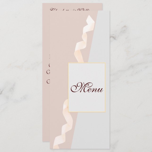 Menu Suave púrpura e cinza com fita (Frente/Verso)