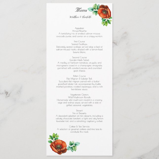 Menu Sublime Cápsulas Vermelhas de Aquarela no Estilo d (Frente)