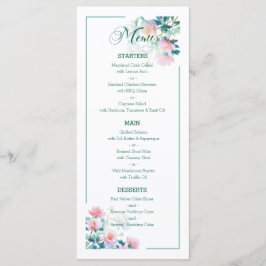 Menu Subtle Botanical Blush Pink Peony Flowers Wedding