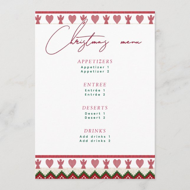 Menu Suéter Feio Tricô Hygge Anjos Corações Natal (Frente)