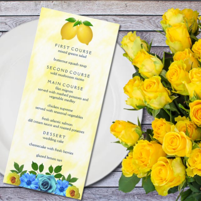 Menu Sunny Lemon Floral Wedding (Criador carregado)