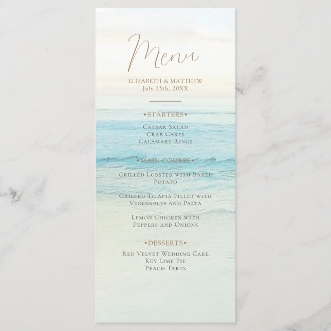 Menu Sunset Beach Wedding | Seaside Beach Wedding (Frente)