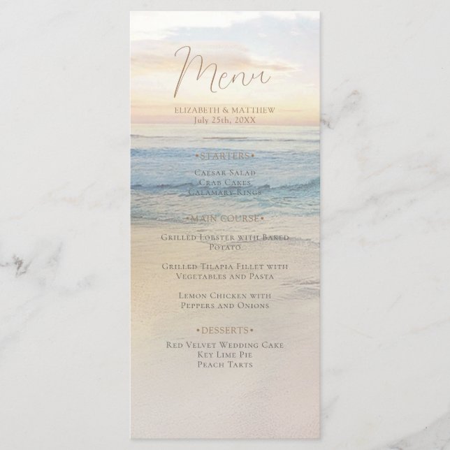 Menu Sunset Beach Wedding | Seaside Beach Wedding (Frente)