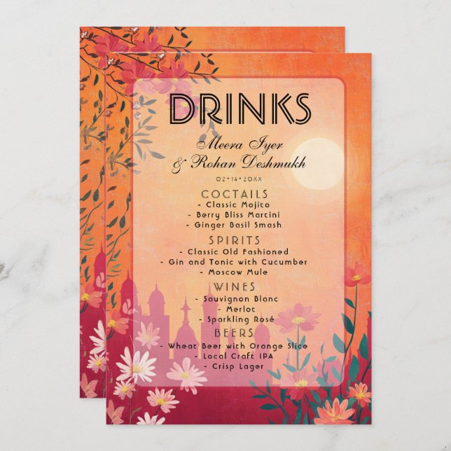 Menu Sunset Serenade Casamento 2 (Frente/Verso)