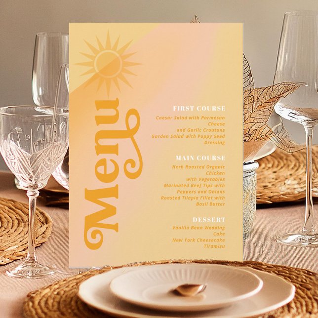 Menu Sunshine Typografia Wedding Butter/Marigold ID1048 (Criador carregado)