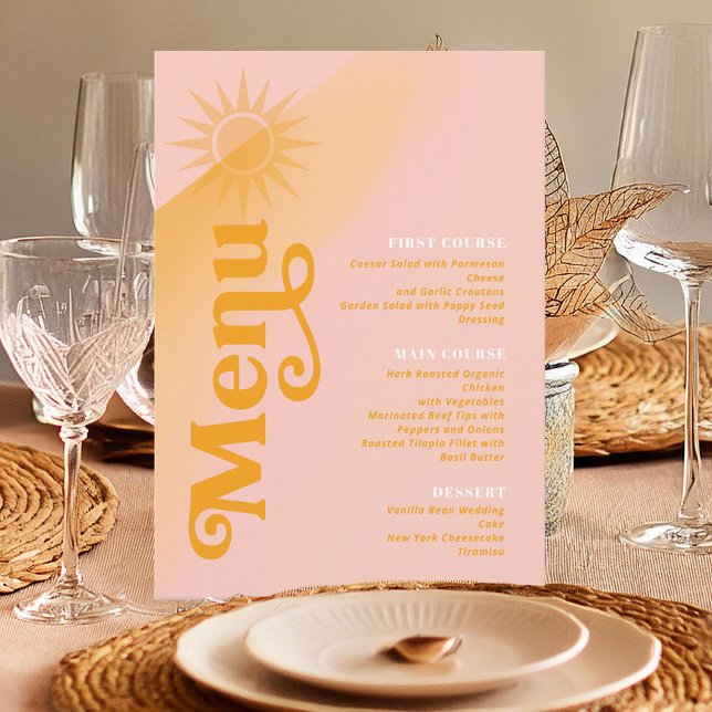 Menu Sunshine Typografia Wedding Pink/Marigold ID1048 (Criador carregado)