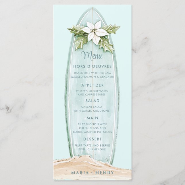 Menu Surfboard de Natal | Winter Beach (Frente)