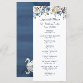 Menu Swan Floral Branco sobre o Casamento Azul