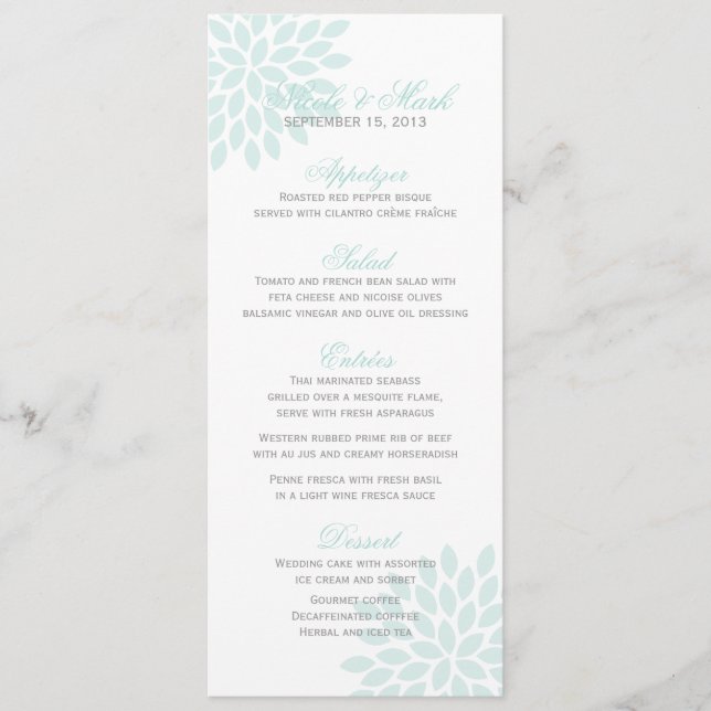 Menu Sweet Dahlias Wedding (Frente)