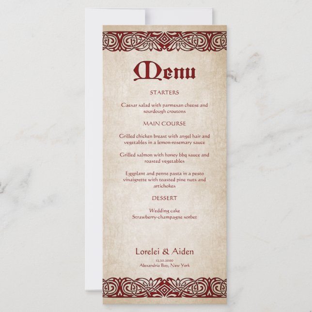 Menu Sword Royal Wedding (Frente)